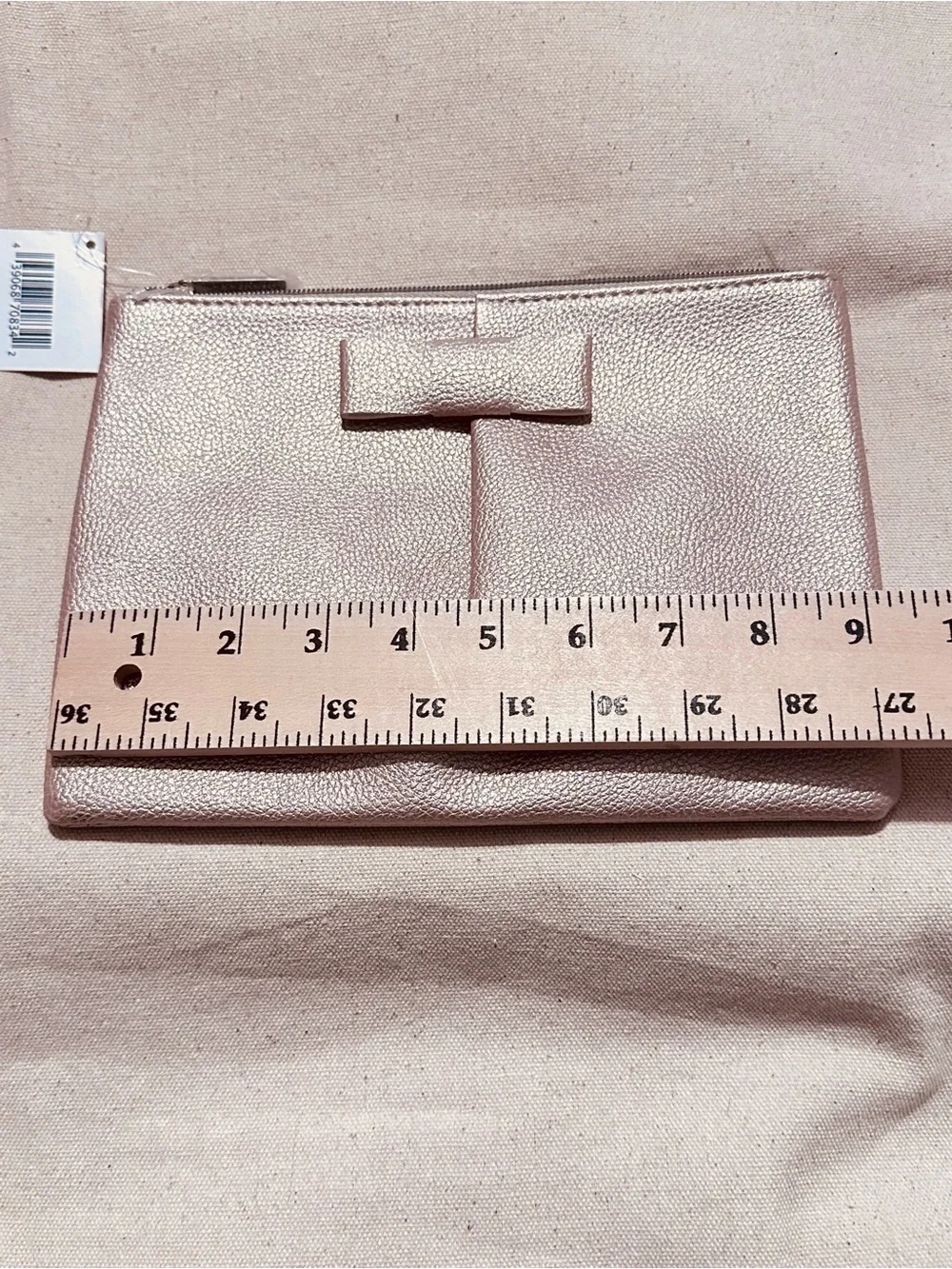 Nordstrom | Pouch | Nordstrom Metallic Rose Gold Bow Zip Pouch